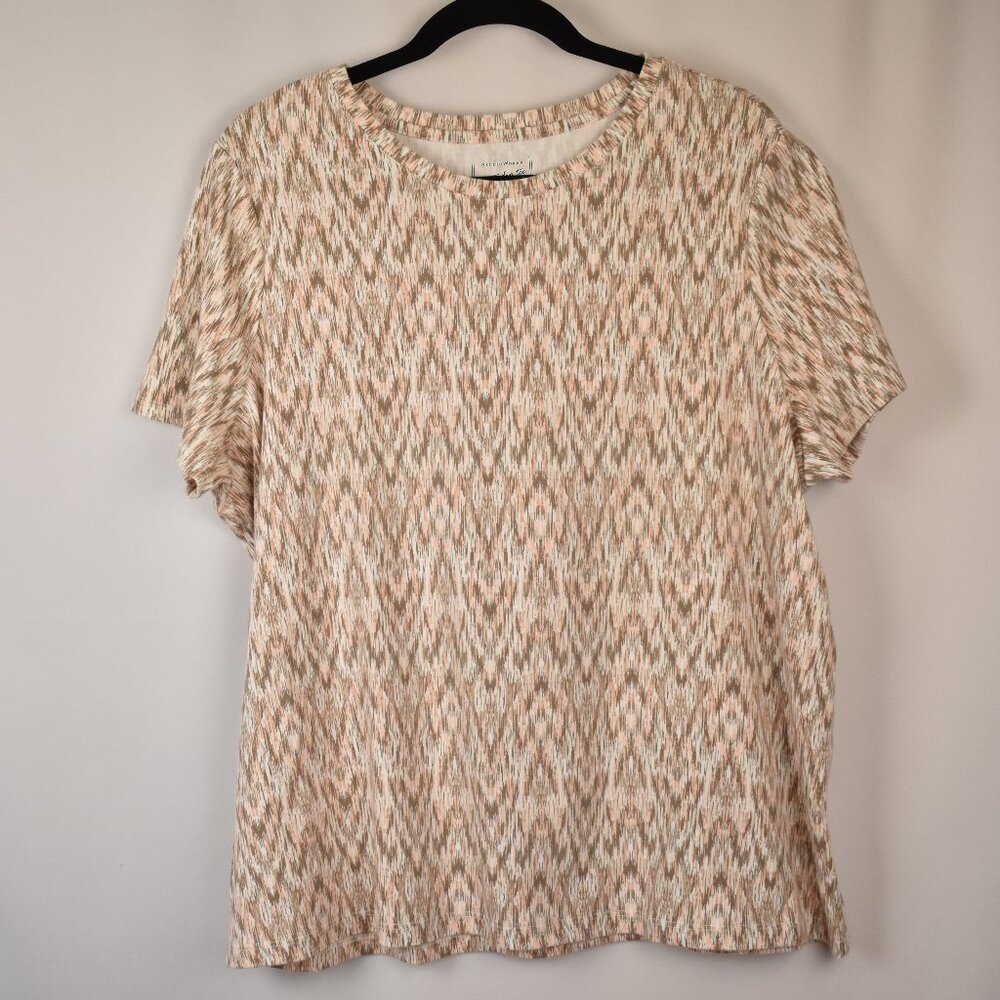 Studio Works "The Studio Tee" Cotton Chevron Crew Neck Short Sleeve Tee Size 2X